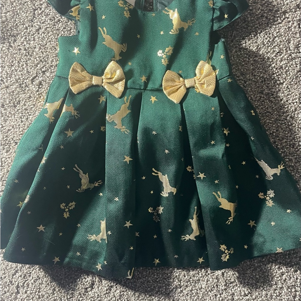 Bonnie Baby Green Dress with Gold Accents